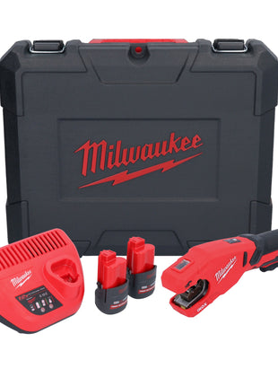 Coupe-tube en acier inoxydable sur batterie Milwaukee M12 PCSS-252C 12 V 12 - 28 mm + 2x batteries 2,5 Ah + chargeur + mallette