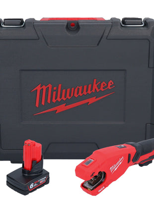 Coupe-tube en acier inoxydable sur batterie Milwaukee M12 PCSS-601C 12 V 12 - 28 mm + 1x batterie 6,0 Ah + étui - sans chargeur