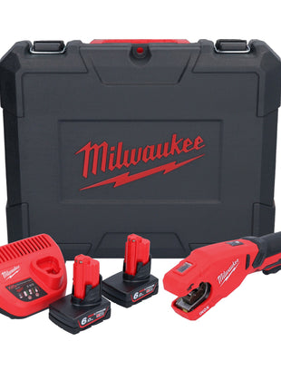 Milwaukee M12 PCSS-602C Akku Edelstahl Rohrabschneider 12 V 12 - 28 mm + 2x Akku 6,0 Ah + Ladegerät + Koffer