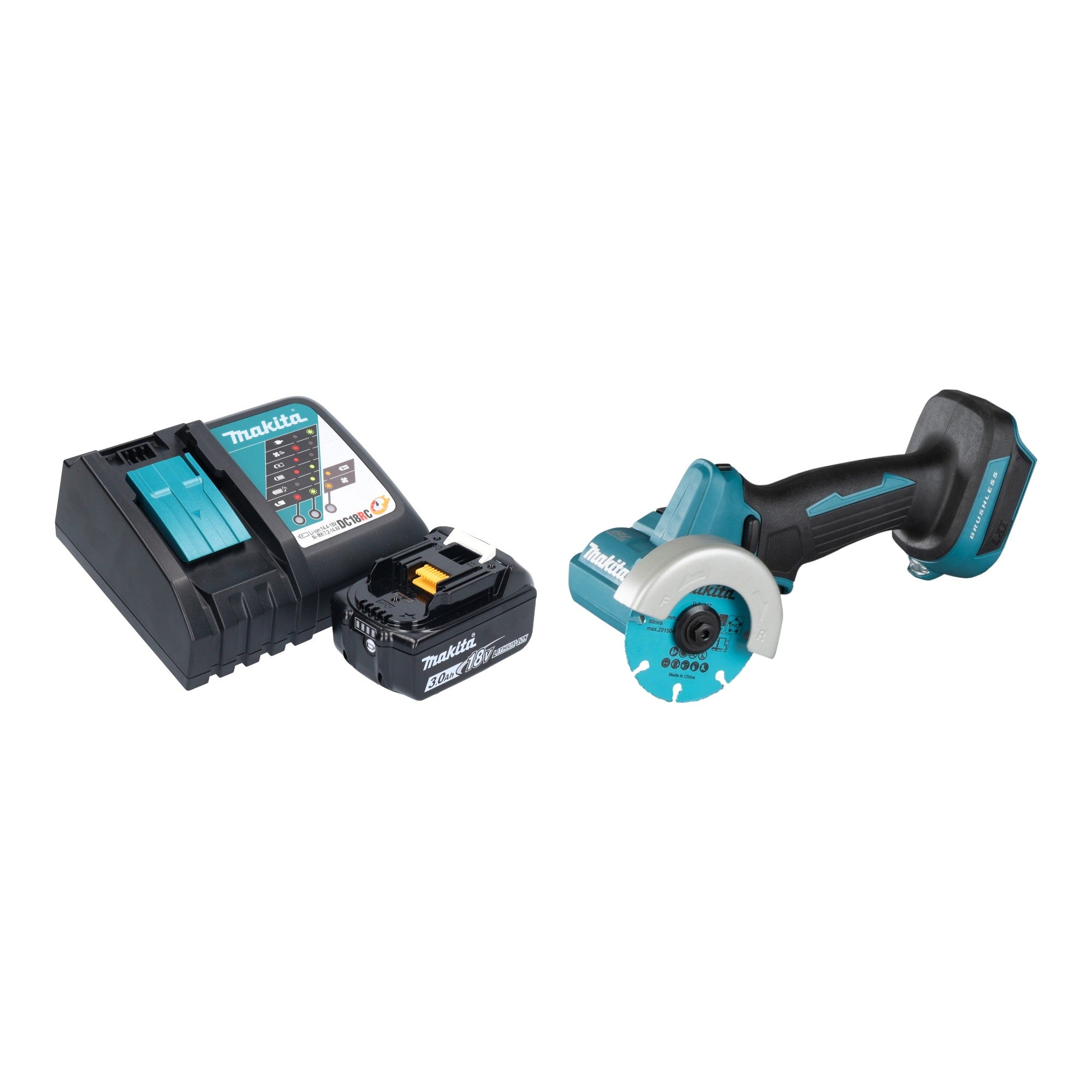 Makita DMC 300 RF1 Akku Winkelschleifer 18 V 76 mm Brushless 1x Akku 3 0 Ah Ladegeraet 0 - toolbrothers