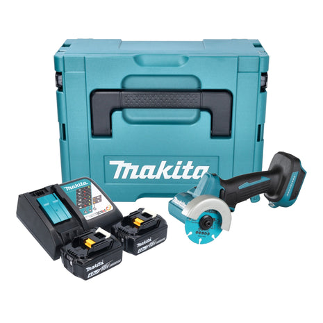 Makita DMC 300 RMJ Akku Winkelschleifer 18 V 76 mm Brushless + 2x Akku 4,0 Ah + Ladegerät + Makpac