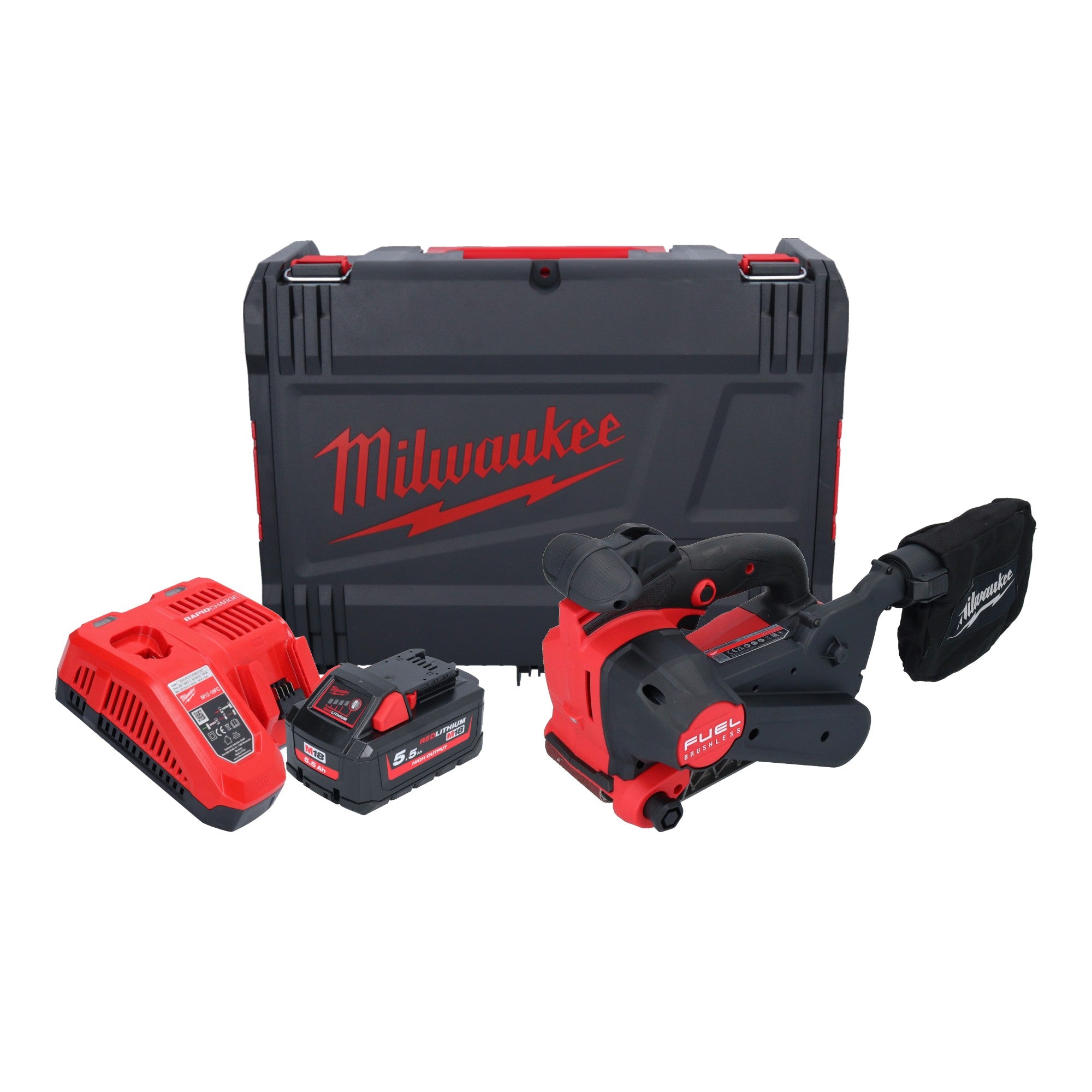Milwaukee M18 FBTS75 551X Akku Bandschleifer 18 V 75 x 457 mm Brushless 1x Akku 5 5 Ah Ladegeraet HD Box 0 - toolbrothers