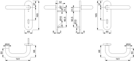HOPPE Kurzschildgarnitur Paris E138Z/353K Edelstahl F69 ( 3000203012 )
