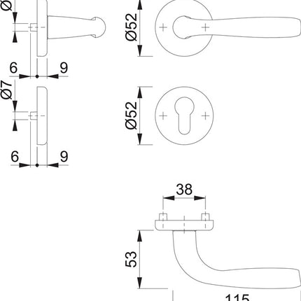 HOPPE Rosettengarnitur Maribor 1766 / 17KV/17KVS Aluminium F1 ( 3000203145 )