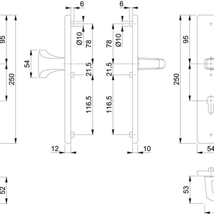 HOPPE Schutzgarnitur London 61G/2221/2210/113 Aluminium F2 ( 3000209033 )