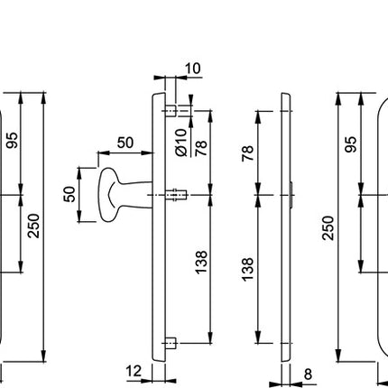 HOPPE Schutzgarnitur Pisa M76G/361A/360/151 Messing F77-R ( 3000250986 )