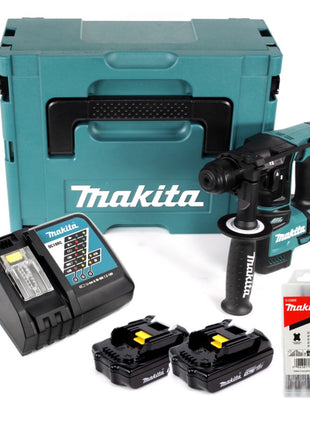 Makita DHR 171 RYJ 18 V 2-stufig Brushless Akku Bohrhammer SDS Plus + 2x Akku 1,5Ah + Ladegerät + 5 tlg. Hartmetall Bohrer Set + Makpac - Toolbrothers