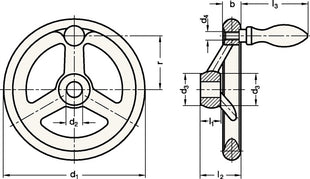 GANTER Handrad GN 950 b 22 mm d1 200 mm d2 20 mm ( 4601000254 )