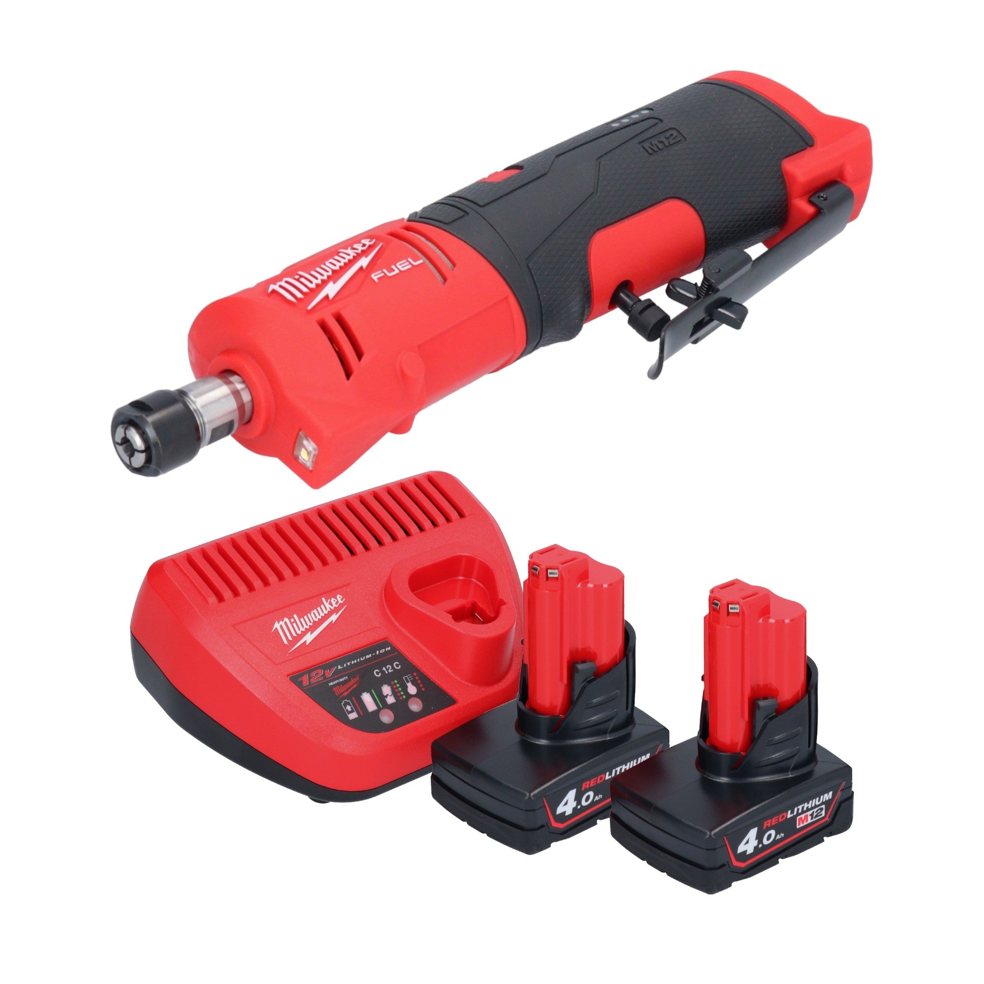 Milwaukee M12 FDGS 402 Akku Geradschleifer 12 V 6 8 mm Brushless 2x Akku 4 0 Ah Ladegeraet 0 - toolbrothers