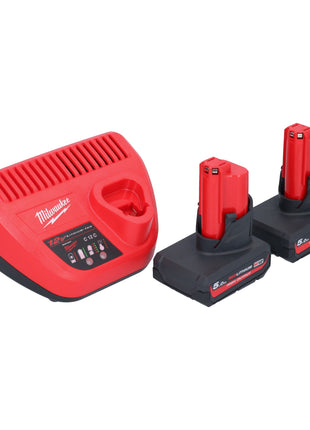 Milwaukee M12 FDGS-502 Akku Geradschleifer 12 V 6 / 8 mm Brushless + 2x Akku 5,0 Ah + Ladegerät