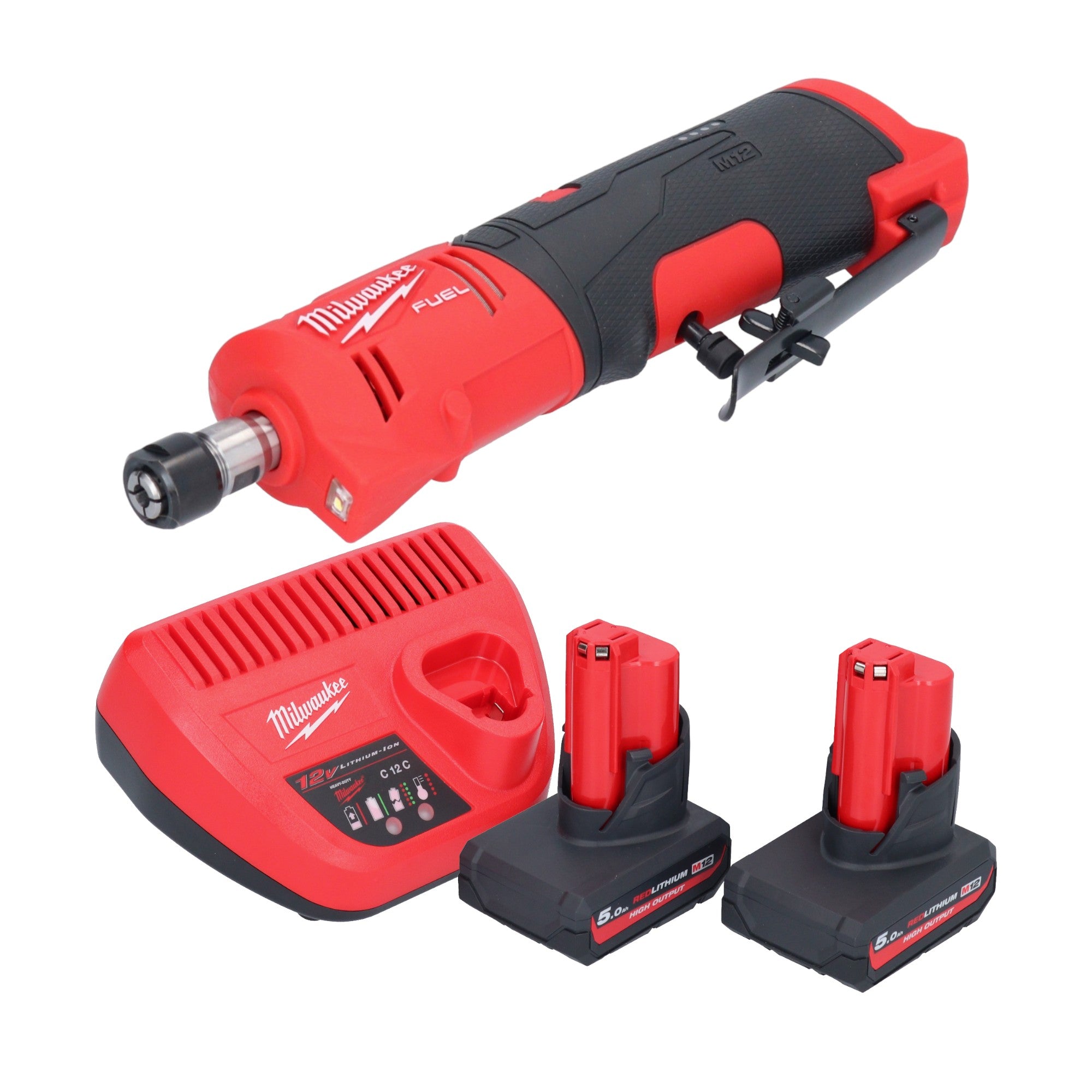 Milwaukee M12 FDGS 502 Akku Geradschleifer 12 V 6 8 mm Brushless 2x Akku 5 0 Ah Ladegeraet 0 - toolbrothers