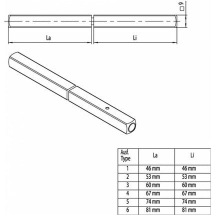 OGRO Panik-Stift 120 FS SECURE Vierkant 9 mm ( 3000267141 )