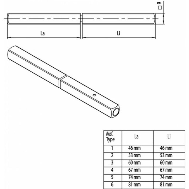 OGRO Panik-Stift 120 FS SECURE Vierkant 9 mm ( 3000267141 )