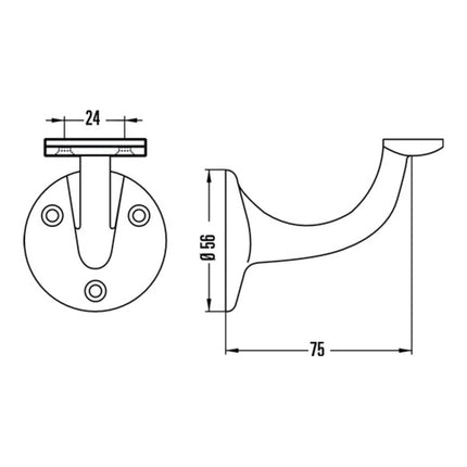 HERMETA Handlaufträger 3507 Aluminium silberfarbig eloxiert ( 3000283336 )