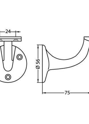 HERMETA Handlaufträger 3507 Aluminium kunststoffbeschichtet schwarz ( 3000283337 )