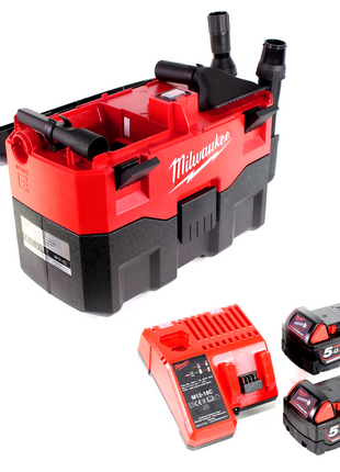 Milwaukee M18 VC 502C 18V Akku Nass- & Trockensauger + 2x Akku 5,0Ah + Ladegerät - Toolbrothers