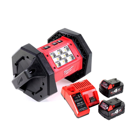 Milwaukee M18 AL-402C Akku LED Flutstrahler mit 1100 Lumen + 2x 4,0 Ah Akku + Universal Ladegerät - Toolbrothers