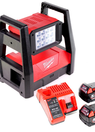 Milwaukee M18 HAL-502C Akku Flutstrahler mit 3000 Lumen + 2x 5,0 Ah Akku + Universal Ladegerät - Toolbrothers