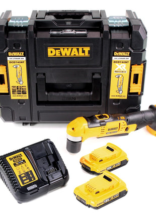 Dewalt DCD 740 D2 Akku Winkelbohrmaschine 18V 33Nm + 2x Akku 2,0Ah + Schnellladegerät + TSTAK - Toolbrothers