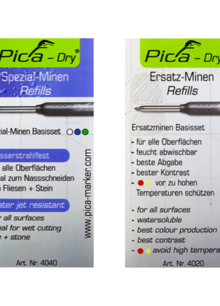 Pica DRY Ersatzminen Basis Set Bunt Wasserlöslich Multi Use 8 tlg. + Spezialminen Basis Set Wasserstrahlfest 8 tlg. - Toolbrothers