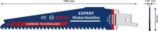 BOSCH Säbelsägeblatt Expert Window Demolition S 956 DHM Länge 150 mm Breite 6 mm ( 4000837426 )