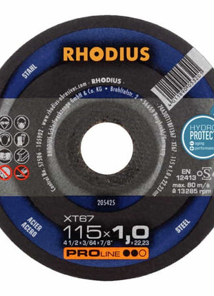 Disque à tronçonner RHODIUS XT67 D115x1mm droit (4000841257)