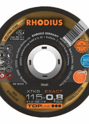 Disque à tronçonner RHODIUS XTK8 D125x0,8mm déporté (4000841291)