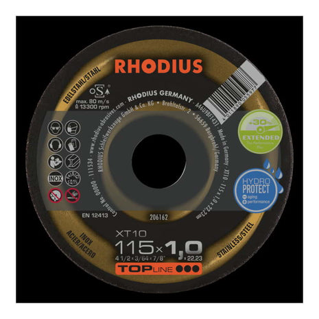 Disque à tronçonner RHODIUS XT10 D115x1mm droit (4000841292)