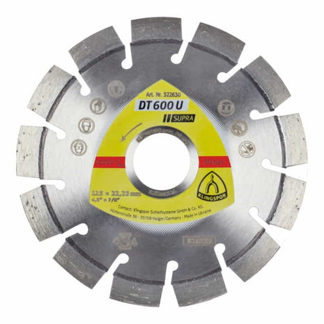 Disco de corte diamantado KLINGSPOR DT 600 U Supra Ø 230 mm, diámetro 22,23 mm (4000843521)