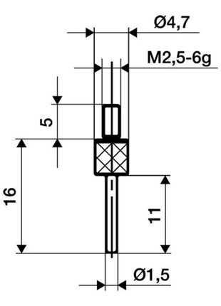 Inserto de medición KÄFER Ø 1,5 mm longitud 11 mm pasador (4000851684)