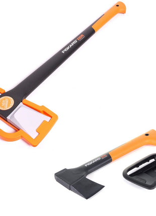 Fiskars Axt Set mit X25 Spaltaxt XL 72,5 cm ( 122483 ) und X7 Spaltaxt XS 35,5 cm ( 121423 ) - Toolbrothers