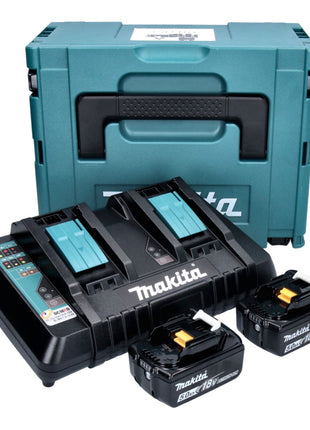 Makita Power Source Kit 18 V mit 2x BL 1850 B Akku 5,0 Ah + DC 18 RD Doppelladegerät + Makpac ( 197629-2 ) - Toolbrothers