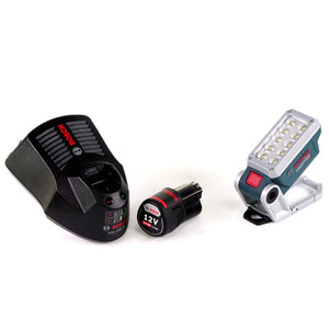 Bosch Akku Lampe GLI 12V-330 DeciLED + 1 x 3,0 Ah Akku + Ladegerät