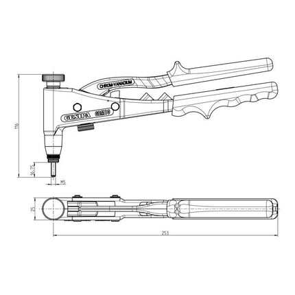 GESIPA Blindnietmutterhandgerät GBM10 Gesamt-L.260mm Gewicht 0,6kg Hub 7mm ( 8000303348 )