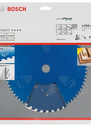 Hoja de sierra circular BOSCH Expert para madera diámetro exterior 216 mm número de dientes 40 WZ (8000342089)