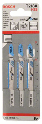 Hoja de sierra de calar BOSCH T 218 A Basic para Metal L.92mm paso entre dientes 1,1-1,5mm (8000346077)