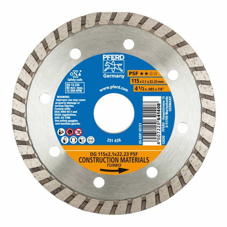 Disque à tronçonner diamanté PFERD DG PSF Ø 230 mm alésage 22,23 mm (8000429388)