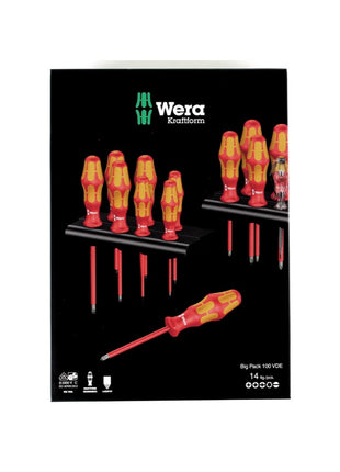 Wera Kraftform Big Pack 100 VDE Schraubendreher Set 14-tlg. + 2x Rack Wandhalterung ( 05105631001 ) - Toolbrothers