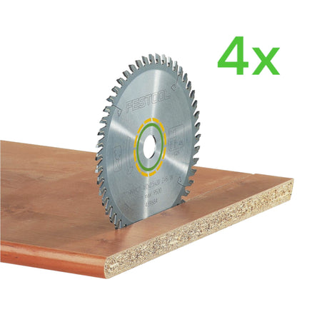 Hoja de sierra circular Festool HW 190x2,8x30 W48 WOOD FINE CUT 4 piezas (4x 486297) 190 x 2,8 x 30 mm 48 dientes para madera maciza, paneles revestidos y enchapados