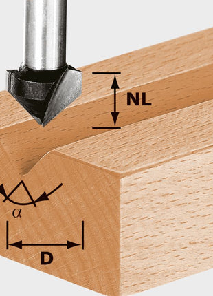 Festool HS S8 D11/9,5/60° V-Nutfräser ( 490997 ) für OF 900, OF 1000, OF 1010, OF 1010 R, OF 1400, OF 2000, OF 2200