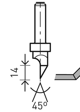 Coupe-plaques de plâtre Festool HW S8 D12,5/45° (491000) pour OF 900, OF 1000, OF 1010, OF 1010 R