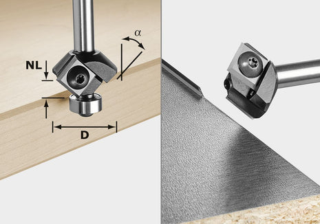 Festool S8 HW 45° D27 12x12 KL plaquettes de fraise à chanfrein (499807) pour OF 1010, OF 1010 R, OFK 700, MFK 700