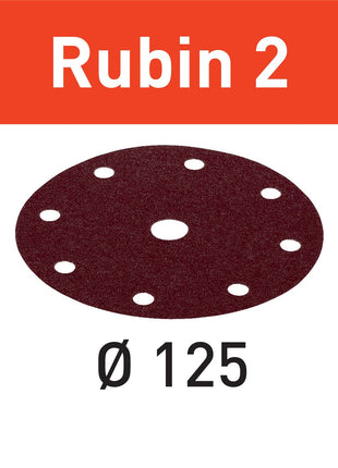 Disco abrasivo Festool STF D125/8 P120 RU2/50 Ruby 2 (499097) para RO 125, ES 125, ETS 125, ETSC 125, ES-ETS 125, ES-ETSC 125, ETS EC 125, LEX 125