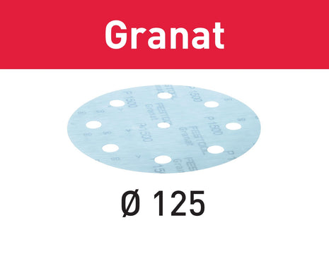 Disco abrasivo Festool STF D125/8 P1200 GR/50 granate (497181) para RO 125, ES 125, ETS 125, ETSC 125, ES-ETS 125, ES-ETSC 125, ETS EC 125, LEX 125