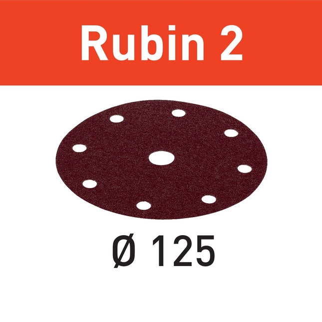 Festool STF D125/8 P150 RU2/10 Schleifscheibe Rubin 2 ( 499106 ) für RO 125, ES 125, ETS 125, ETSC 125, ES-ETS 125, ES-ETSC 125, ETS EC 125, LEX 125