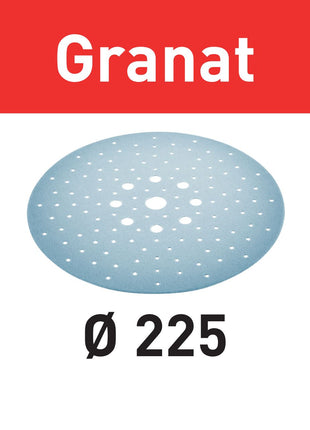 Disco de lijado Festool STF D225/128 P180 GR/5 granate (205667) para lijadoras de cuello largo PLANEX LHS 2 225 EQ(I), PLANEX 225 EQ, PLANEX LHS-E 225 easy, PLANEX LHS 2-M 225 EQ