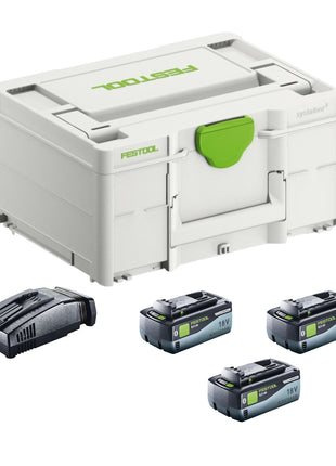 Festool SYS 18V 3x8.0/SCA16 set d'énergie 3x batterie 18 V 8,0 Ah (3x 577323) + chargeur (576953) + systainer