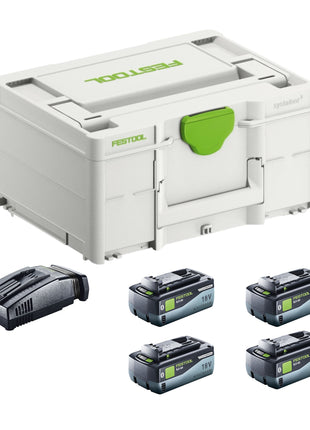 Festool SYS 18V 4x8,0/SCA16 Energie Set 4x Akku 18 V 8,0 Ah ( 4x 577323 ) + Ladegerät ( 576953 ) + Systainer