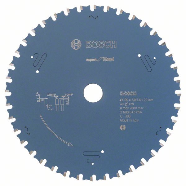 Bosch Kreissaegeblatt Expert for Steel 190 x 20 x 2 0 mm 40 2608643056  0 - toolbrothers