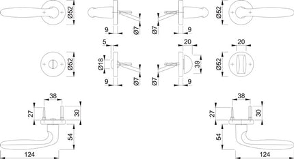 HOPPE Rosettengarnitur Verona 1510 / 42KB/42KBS Aluminium F1 ( 3000203134 )